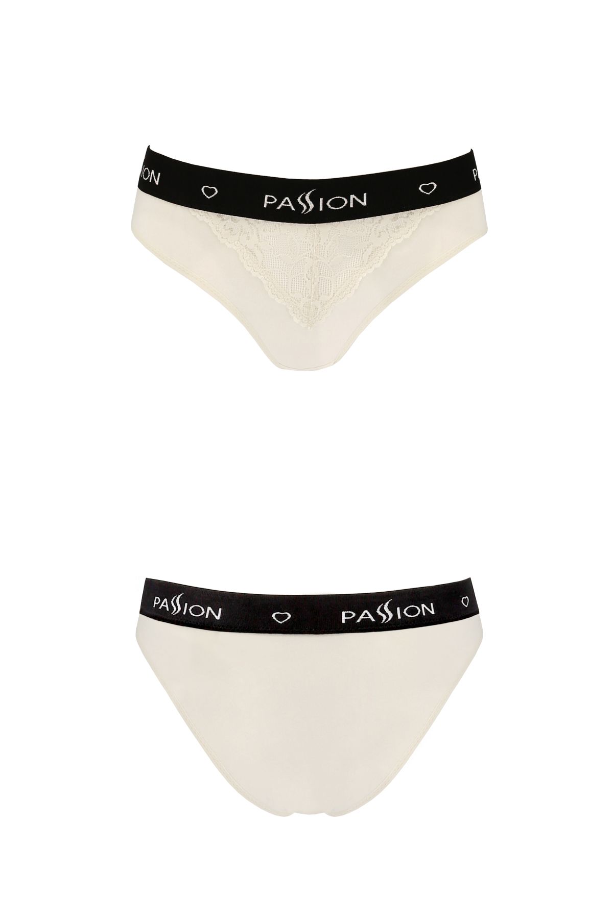 Трусики с широкой резинкой и кружевом Passion PS001 PANTIES ecru, size XL