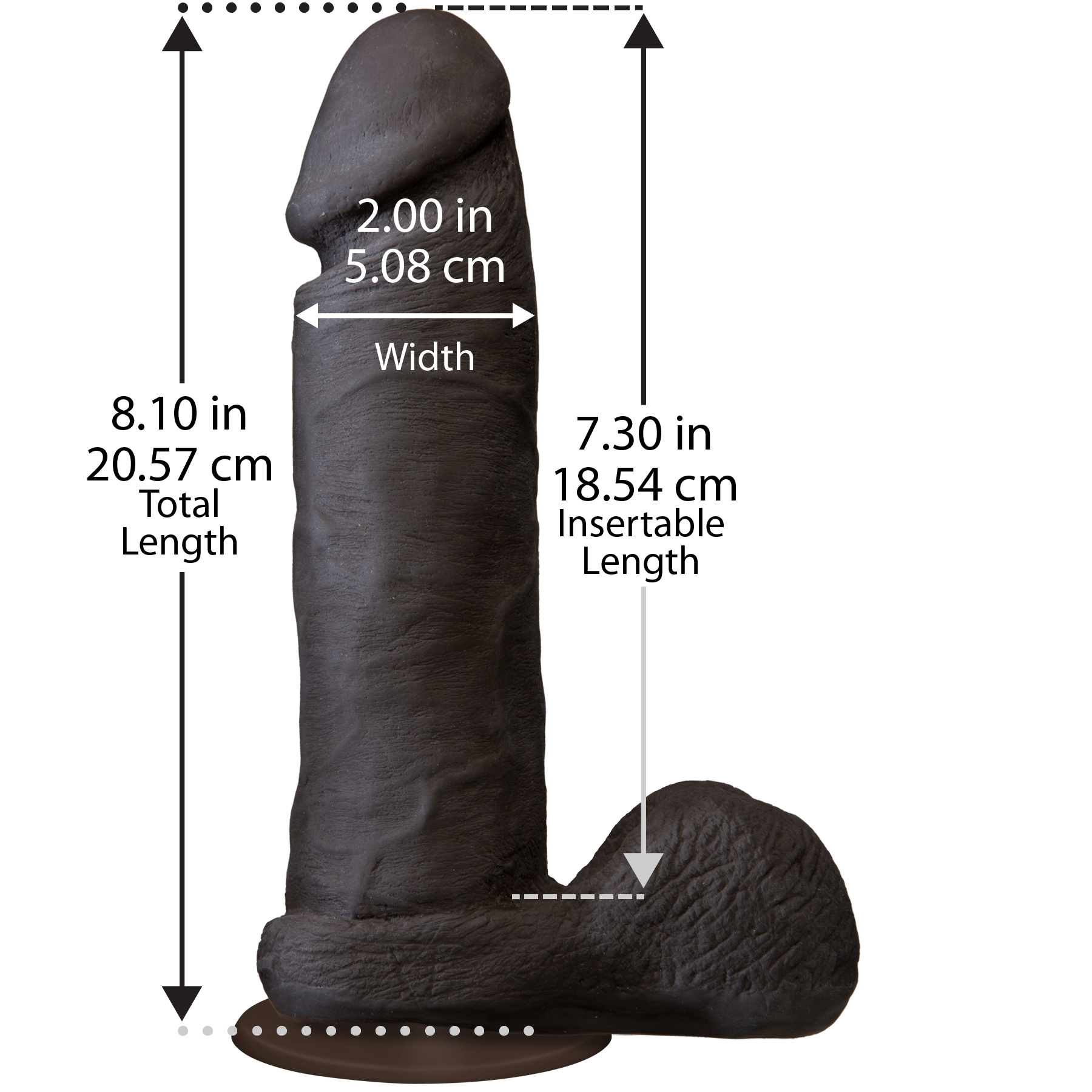 Фаллоимитатор Doc Johnson The Realistic Cock 8 inch Black - ULTRASKYN, Vack-U-Lock, диаметр 5,1см