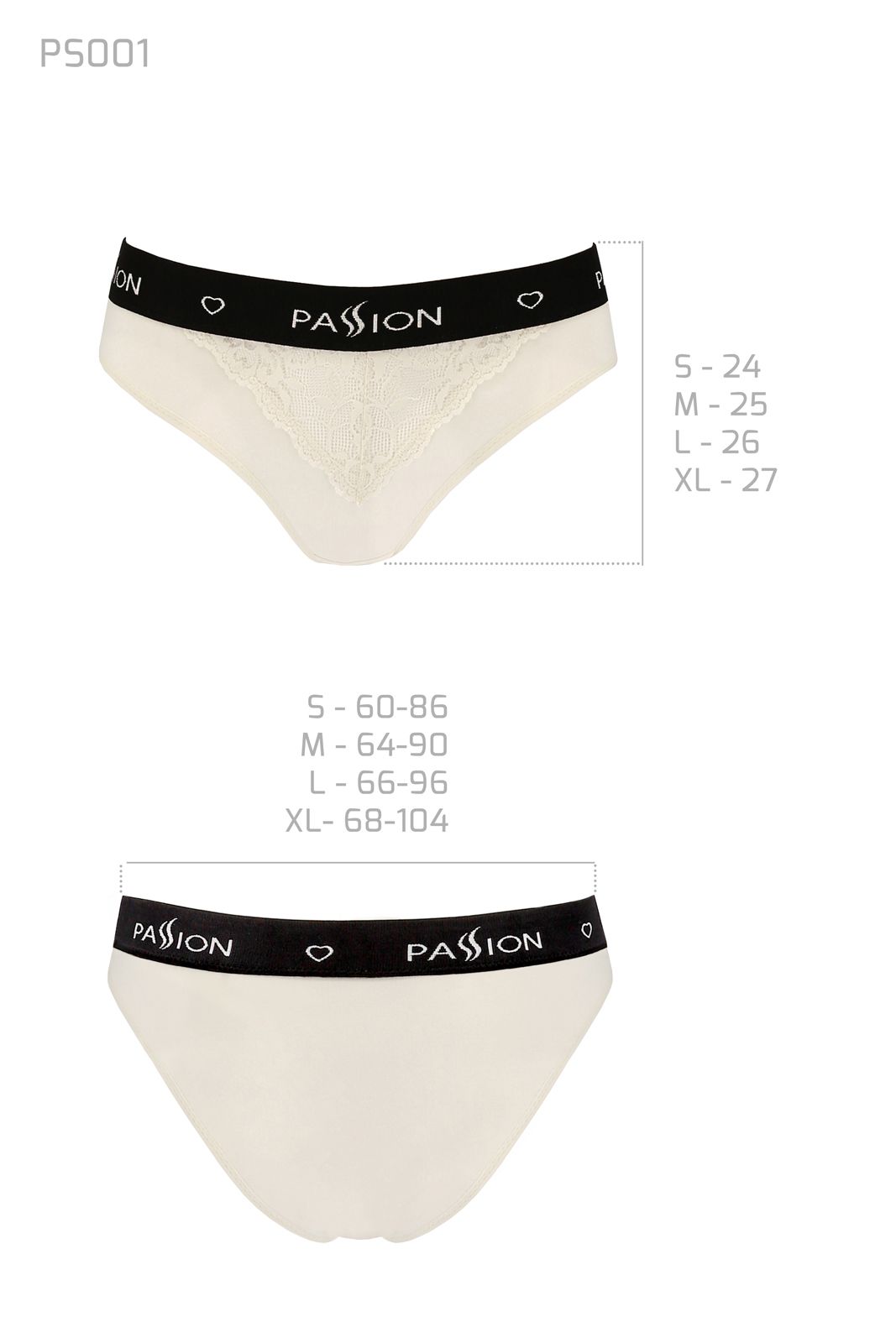 Трусики с широкой резинкой и кружевом Passion PS001 PANTIES ecru, size XL