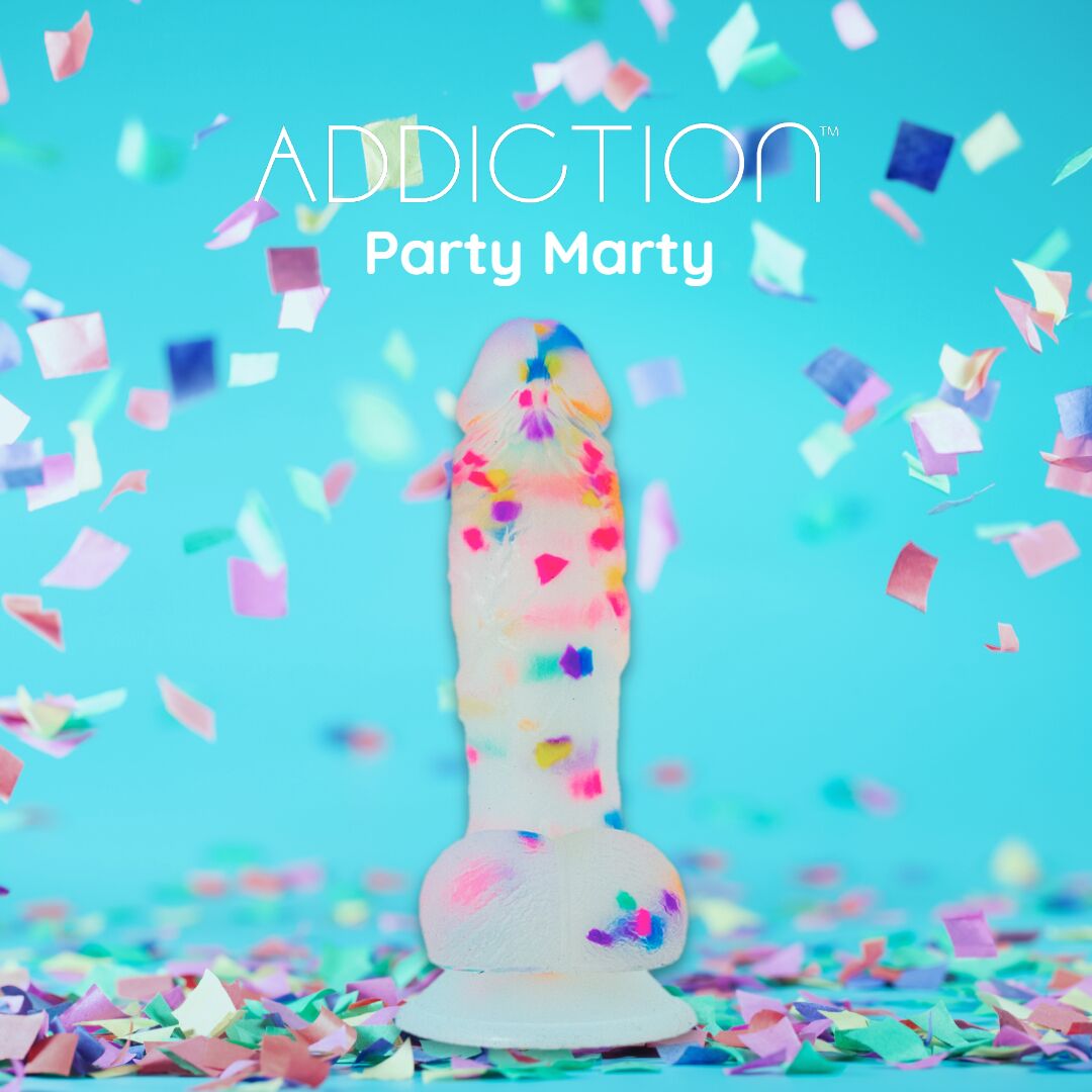 Фаллоимитатор с конфетти ADDICTION - PARTY MARTY - 7.5" - FROST & CONFETTI, 19 см, силикон