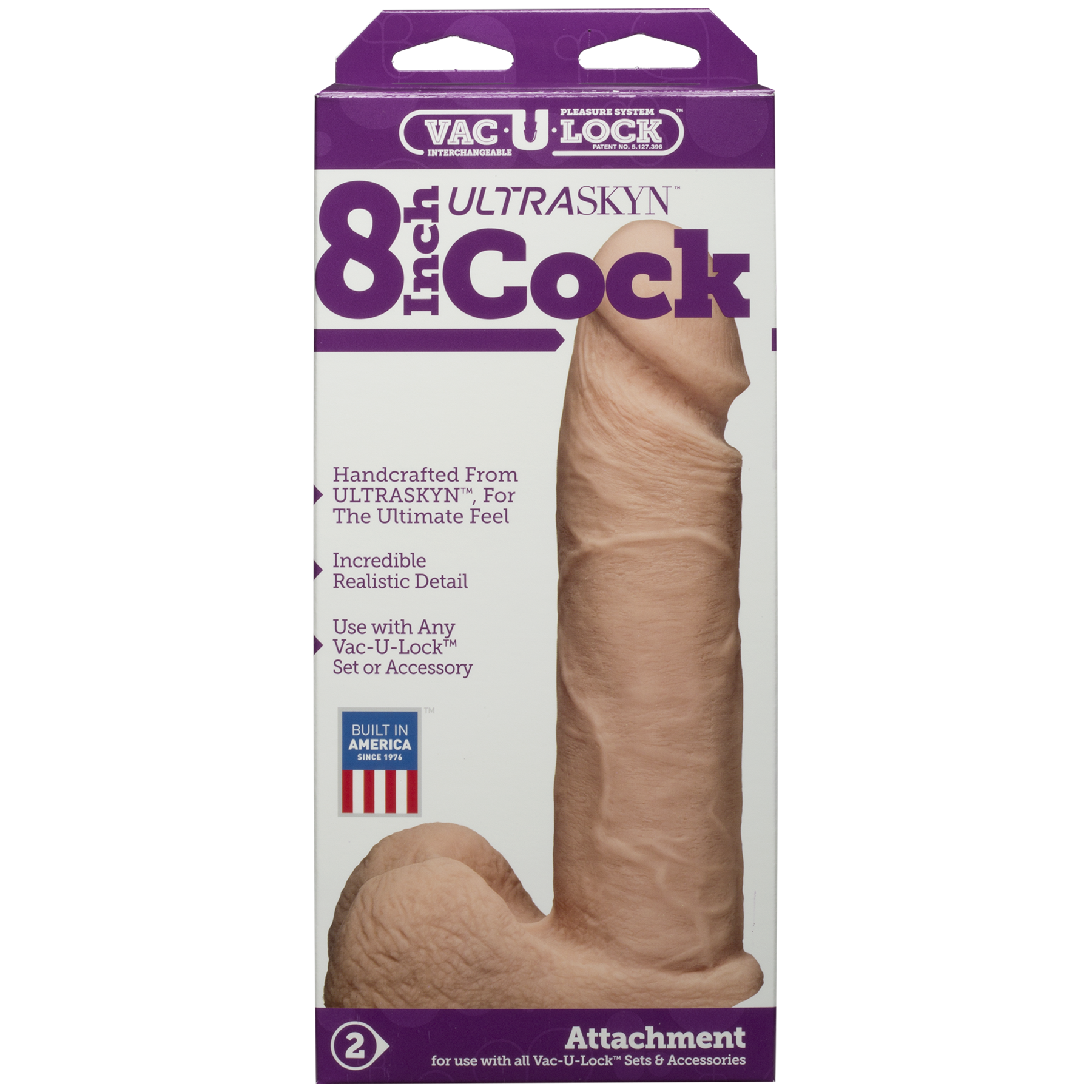 Фаллоимитатор Doc Johnson Vac-U-Lock - 8 Inch ULTRASKYN Cock White, диаметр 5,1см