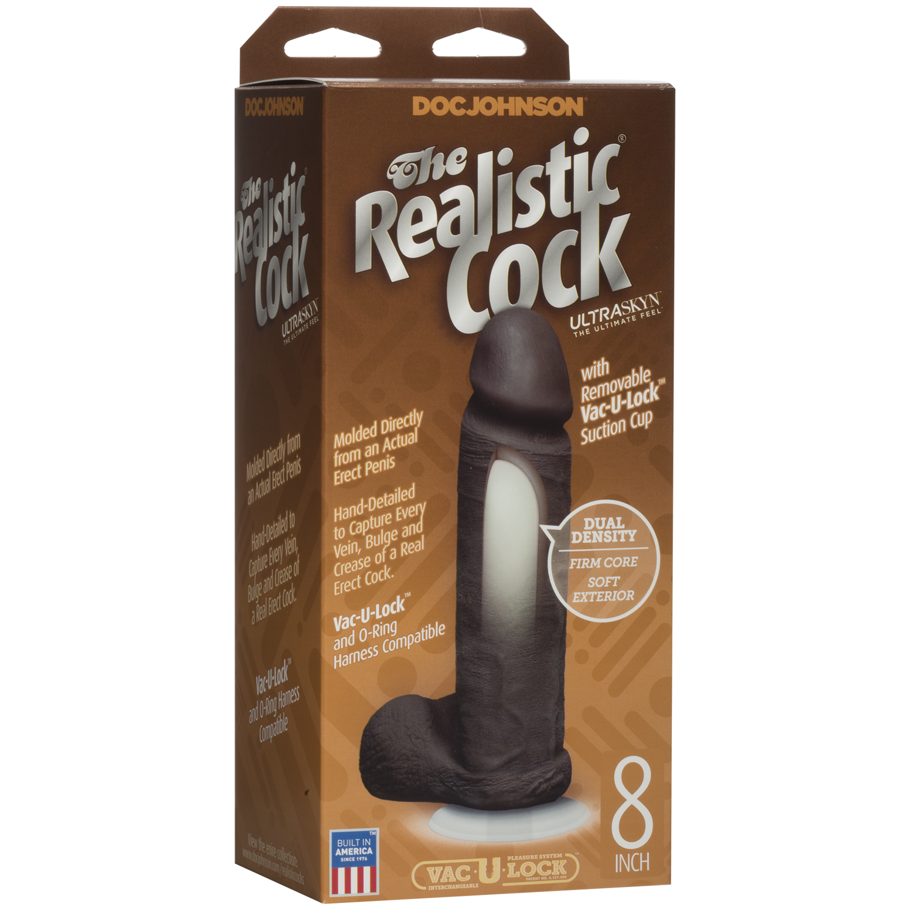 Фаллоимитатор Doc Johnson The Realistic Cock 8 inch Black - ULTRASKYN, Vack-U-Lock, диаметр 5,1см