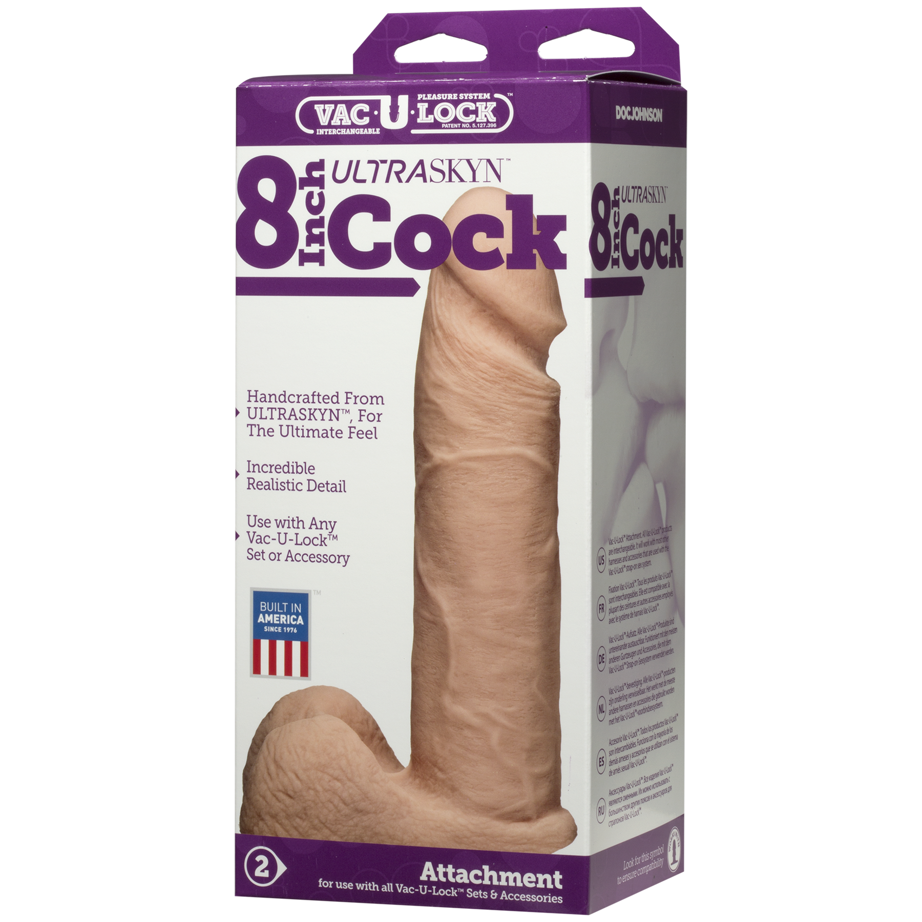 Фаллоимитатор Doc Johnson Vac-U-Lock - 8 Inch ULTRASKYN Cock White, диаметр 5,1см