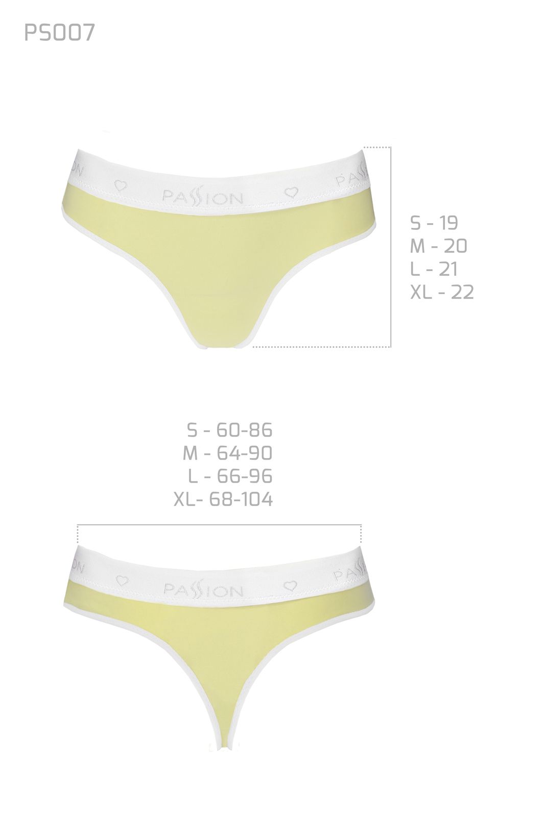 Спортивные трусики-стринги Passion PS007 PANTIES yellow, size L