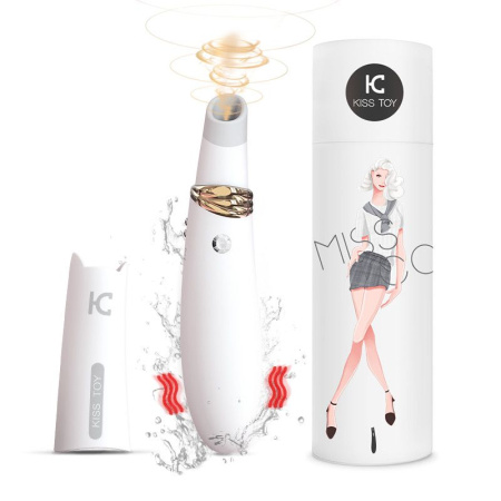 Вакуумный стимулятор с вибрацией KisToy Miss CC White, можно использовать как вибратор, диаметр 36м
