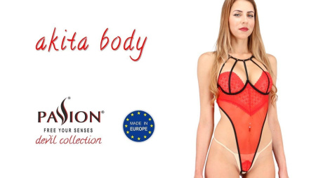 Боди с высоким вырезом бедра AKITA BODY red L/XL - Passion Exclusive