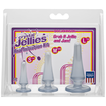 Набор анальных пробок Doc Johnson Crystal Jellies Anal - Clear, макс. диаметр 2см - 3см - 4см