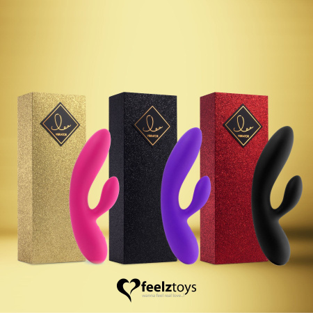 Гибкий вибратор кролик с двумя моторами FeelzToys Lea Rabbit Vibrator Black