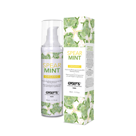 Массажное масло EXSENS Organic Spear Mint 50мл разогревающее, без сахара, без парабенов, съедобное