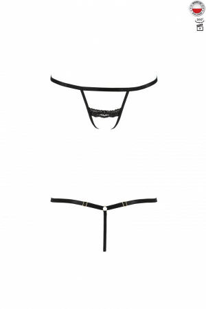 Трусики-стрепы SHELLY THONG black L/XL - Passion Exclusive