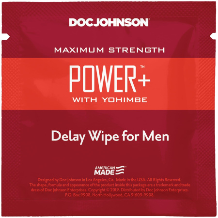 Пролонгирующая салфетка Doc Johnson Power+ Delay Wipe For Men с  экстрактом йохимбе