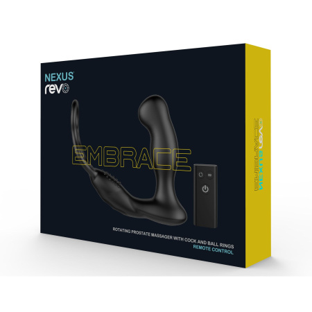 Массажер простаты Nexus Revo Embrace с вращающейся головкой и с эрекционным кольцом + пульт ДУ