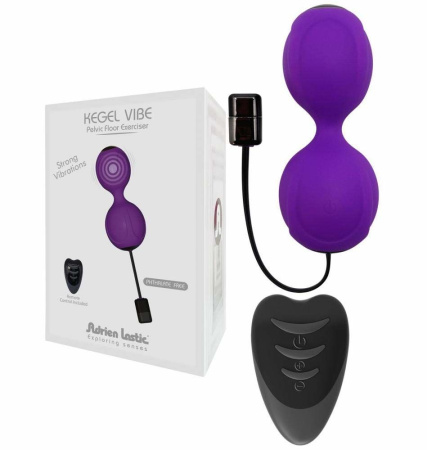 Вагинальные шарики с вибрацией Adrien Lastic Kegel Vibe Purple, диаметр 3,7см