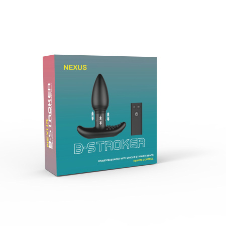 Анальная вибропробка Nexus B-stroker с массирующими бусинами на ножке с пультом Д/У