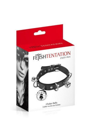 Ошейник c бубенцами Fetish Tentation Choker Bells, экокожа